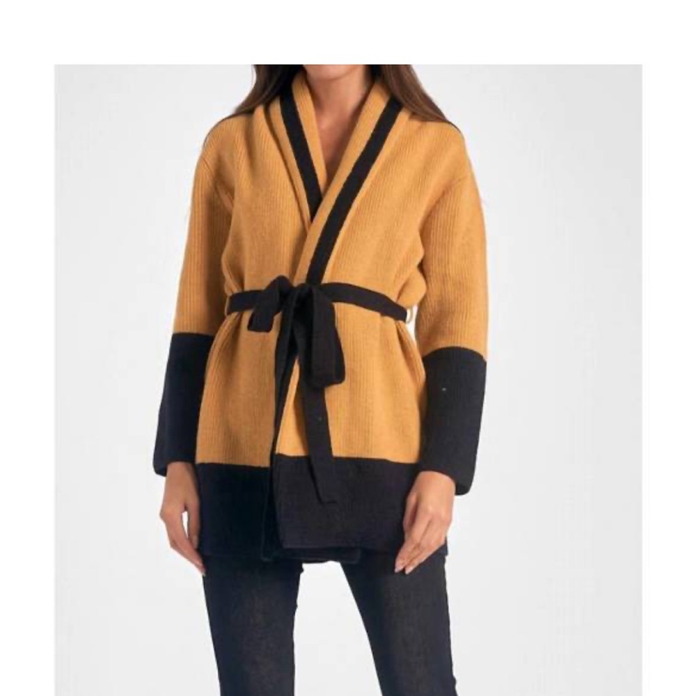 Elan - Tan and Black Women's Cardigan